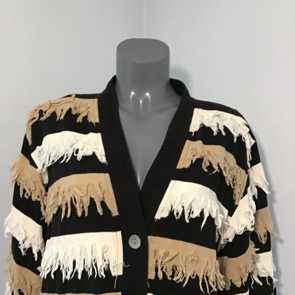 Yak Magik Fringed Button Front Lightweight Cardigan Size M - Picture 4 of 14